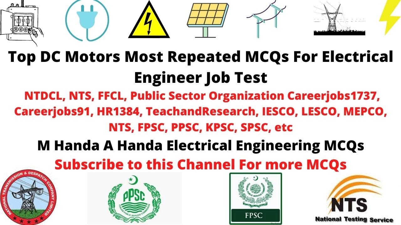 Top DC Motors MCQs from Electrical Handa for Job Test NTS PPSC FPSC OTS PTS NTDC PAF Navy Army
