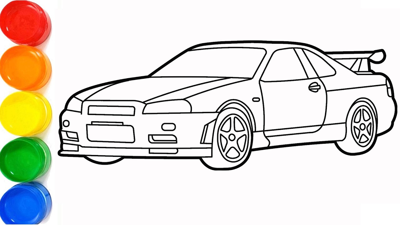 Cara Menggambar Mobil Nissan Skyline GT-R V-Spec