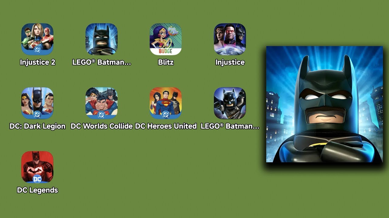 LEGO Batman DC Super Heroes,Injustice 2,DC: Dark Legion,DC Heroes United,DC Worlds Collide,Injustice