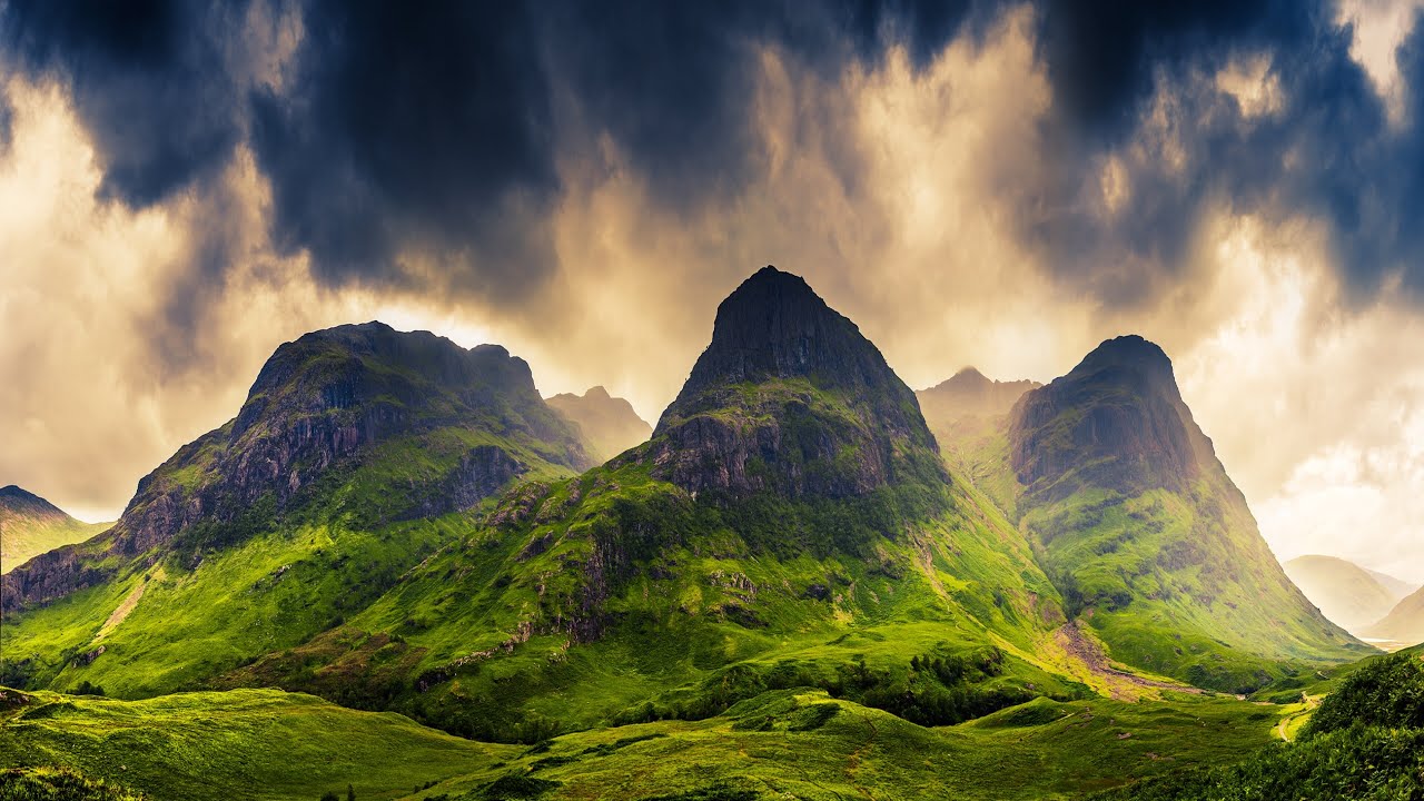 The Three Sisters in Glencoe Ballachulish Highland Scotland #Travel #Tourism DJI Drone Aerial Views