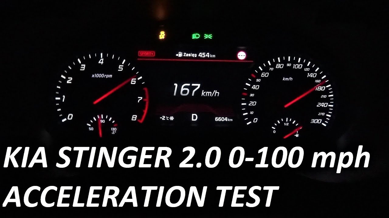 2018 KIA Stinger GT 2.0 (255hp) RWD Acceleration Test 0-100 mph 0-160 km/h