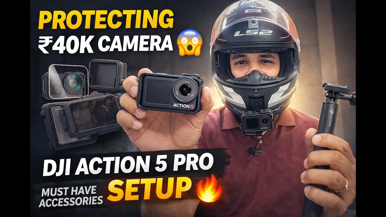 My DJI Osmo Action 5 Pro Full Setup 🔥 | Screen Protector + Case + Helmet Mount