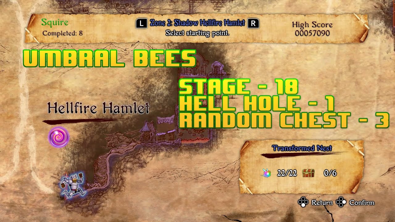 Shadow Stage Hellfire Hamlet - Umbral Bees Locations ( Ghosts'N Goblins Resurrection )