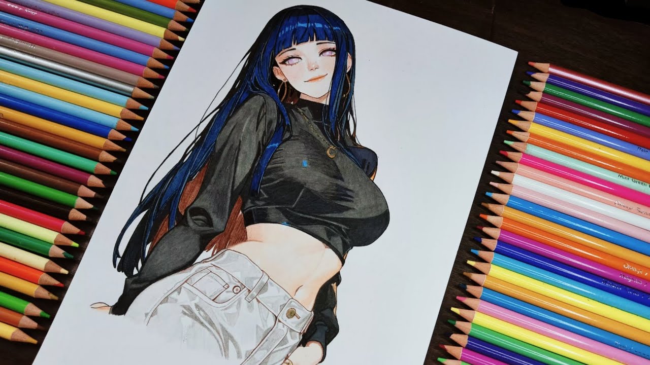 How to Colour - Hinata Hyuga - With colour pencil 