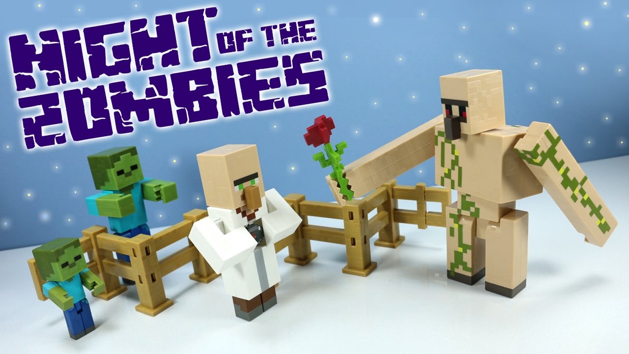 Minecraft Survival Mode Night of the Zombies Toys Mattel with Iron Golem