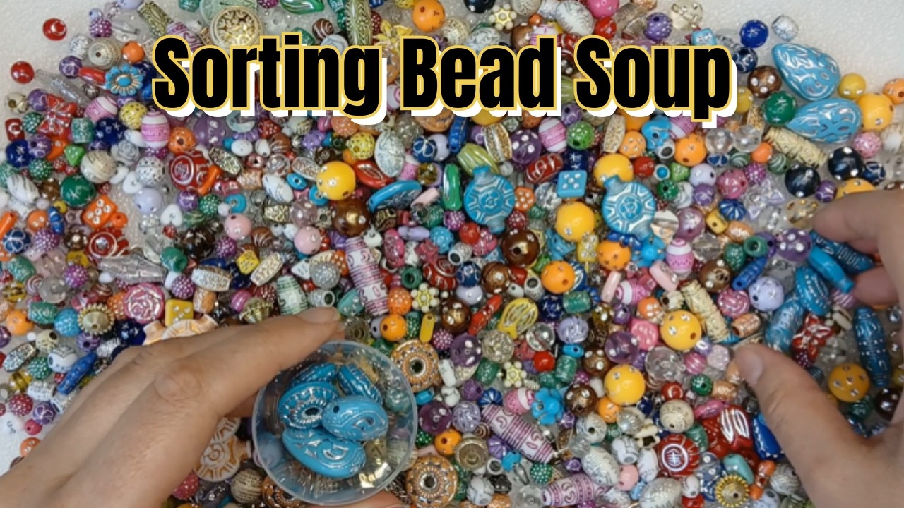 Sorting Bead Soup | Opaque Beads with Silver Accents | ASMR