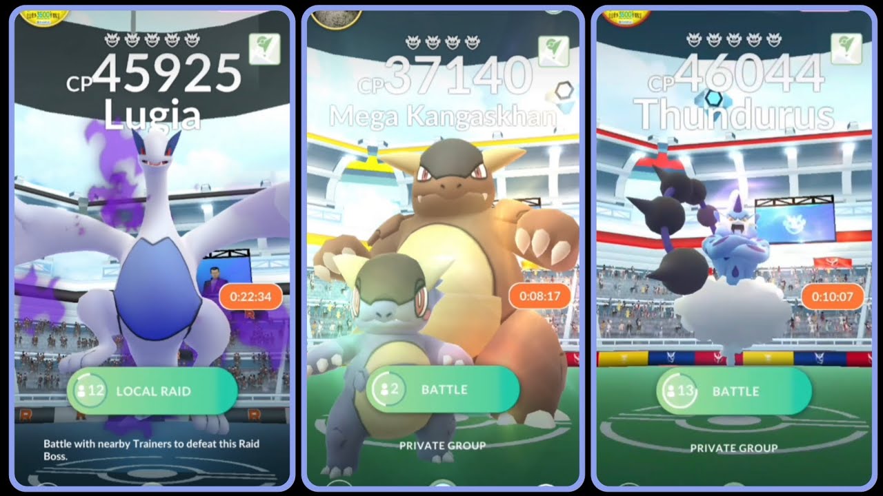 Pokémon GO — Raid: Shadow Lugia || Mega Kangaskhan || Thundurus