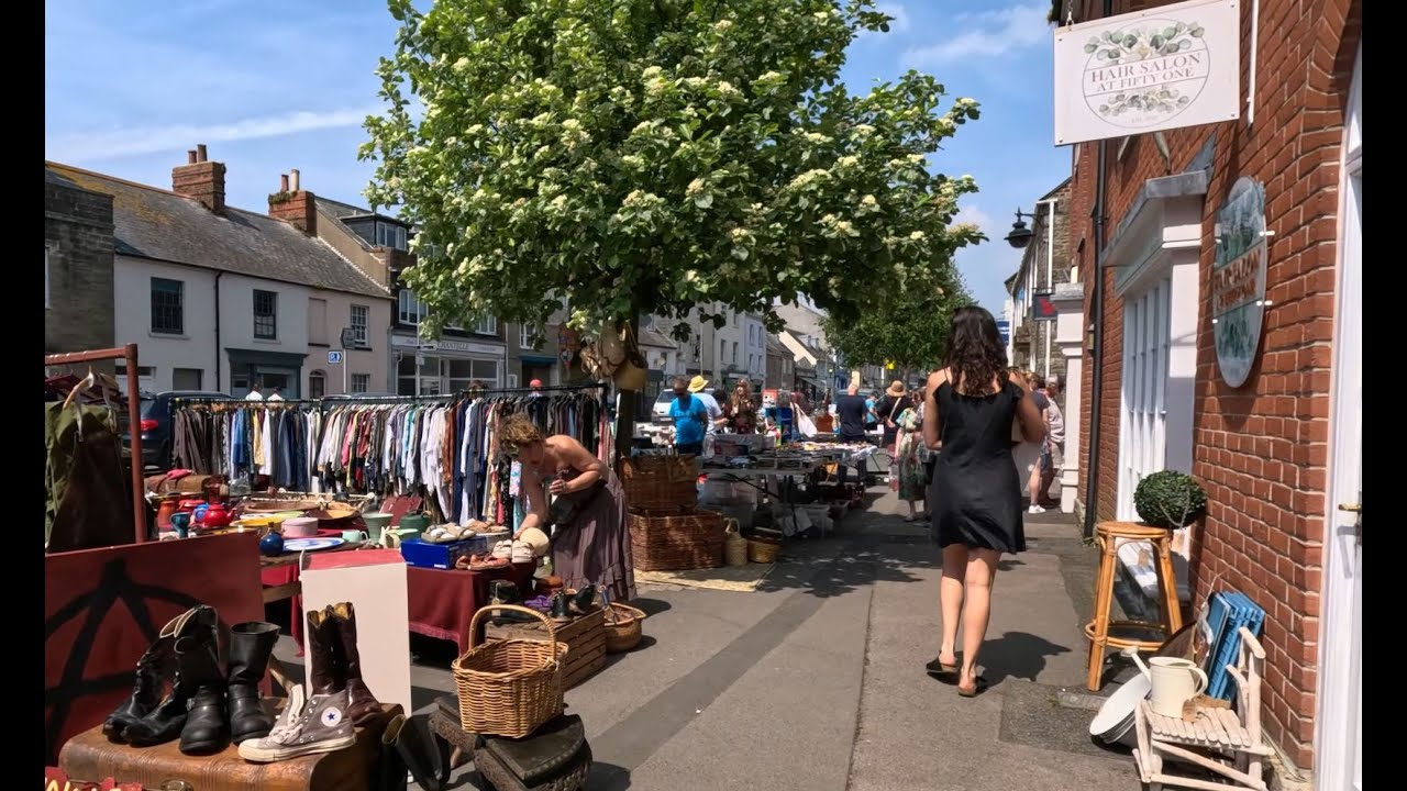 Bridport Market and Highstreet on a sunny Day
