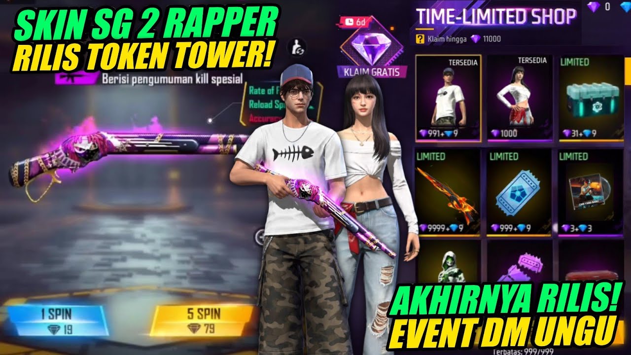 UDAH RILIS!! 😱 EVENT DM UNGU FF + SG 2 RAPPER PINDAH KE TOKEN TOWER!? | Free Fire