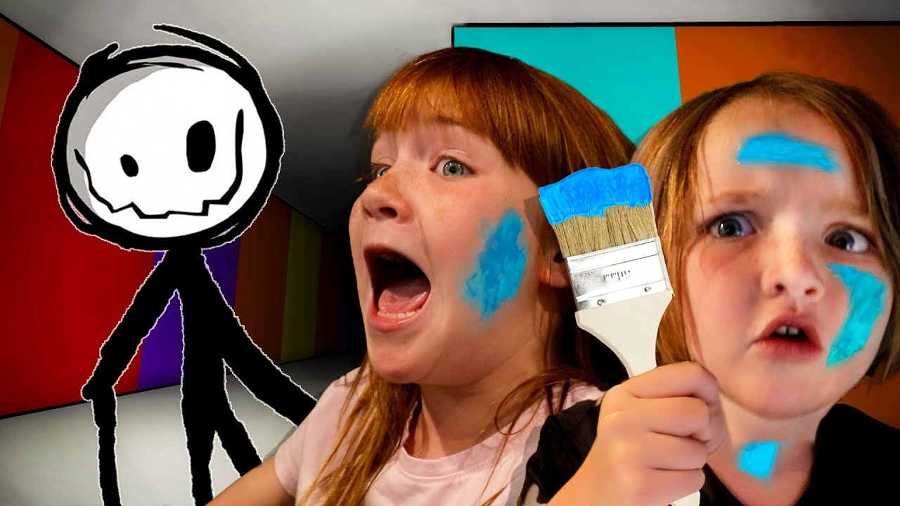 RAiNBOW PAiNT Hide n Seek!!  Adley & Niko play Color Games in Roblox with Dad! escape the stick man!