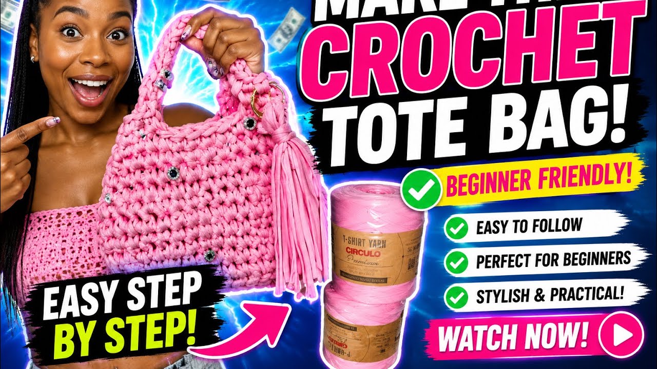 Crochet mini tote bag (BEGINNER&QUICK)  HANDBAG -1 HR MAX 
