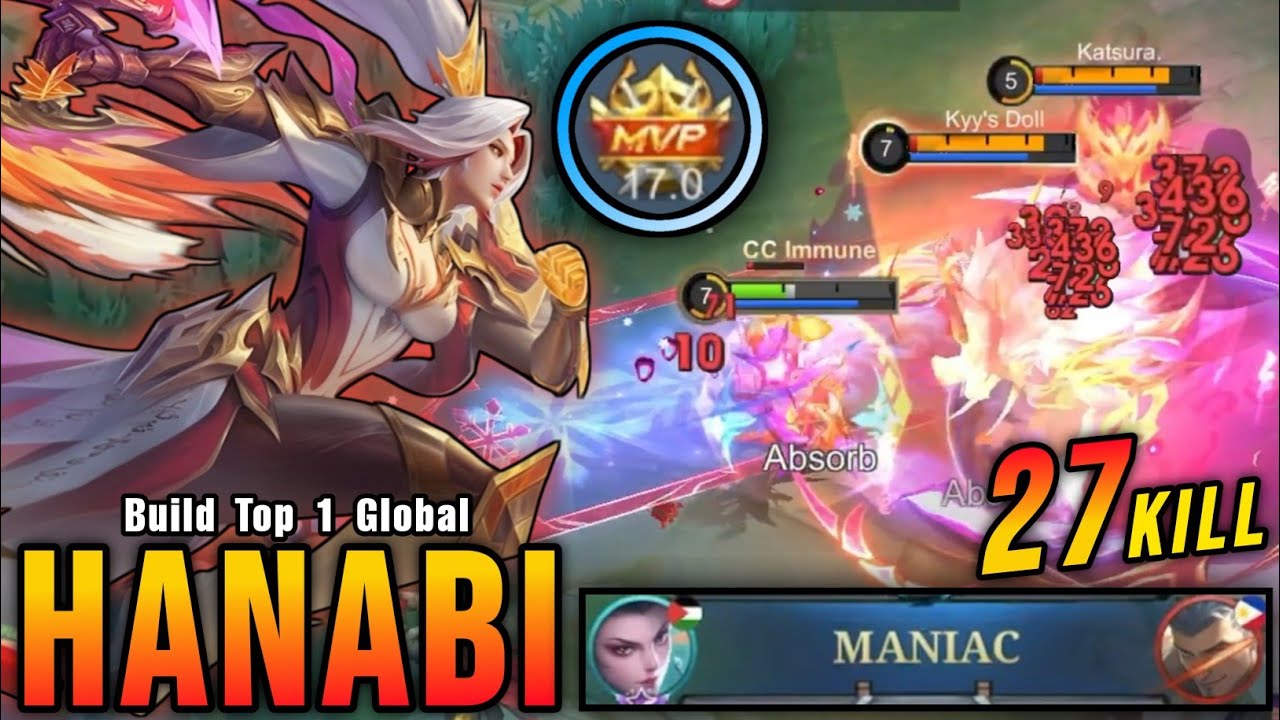 27 Kills + MANIAC!! Insane Damage Hanabi MVP 17.0 Points!! - Build Top 1 Global Hanabi ~ MLBB