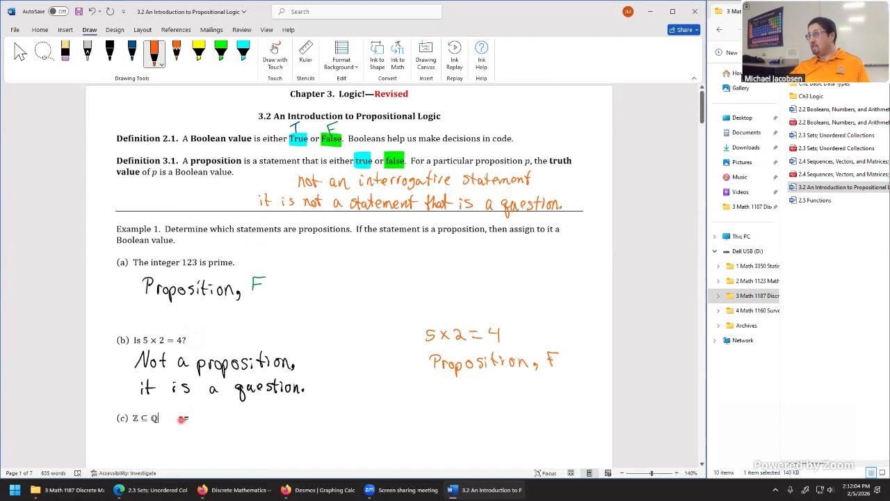 Math 1187 - 5 February 2026 - Sections 2.5, 3.2