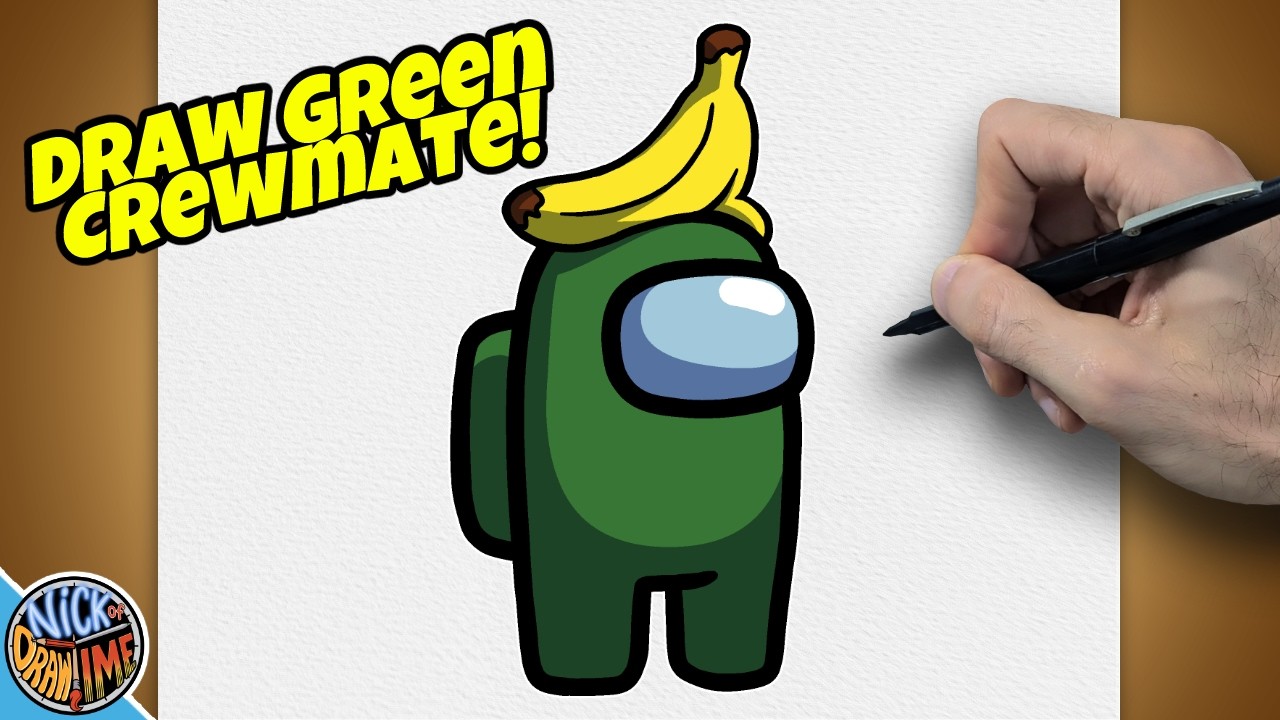 How to Draw GREEN CREWMATE WITH BANANA HAT (Among Us) (CDT)