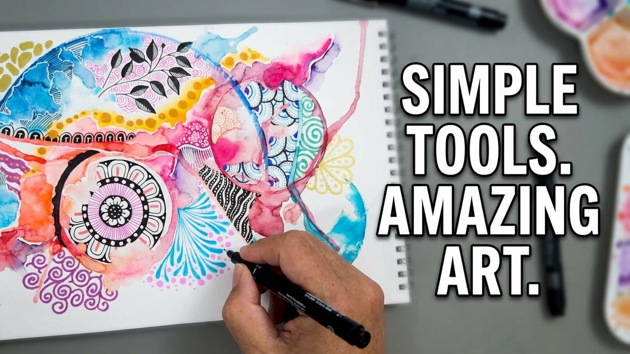 Watercolor Zentangle Art | Colorful Organic Patterns for Relaxation & Creativity
