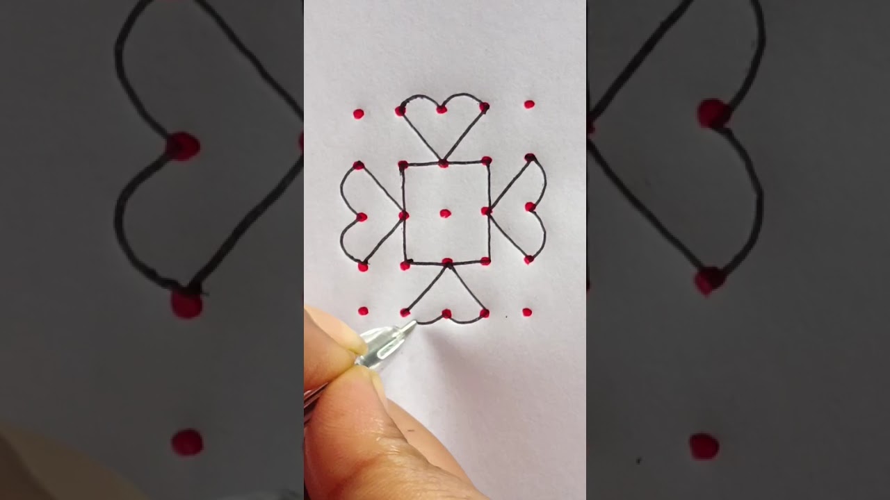 5×5 dots easy rangoli | 