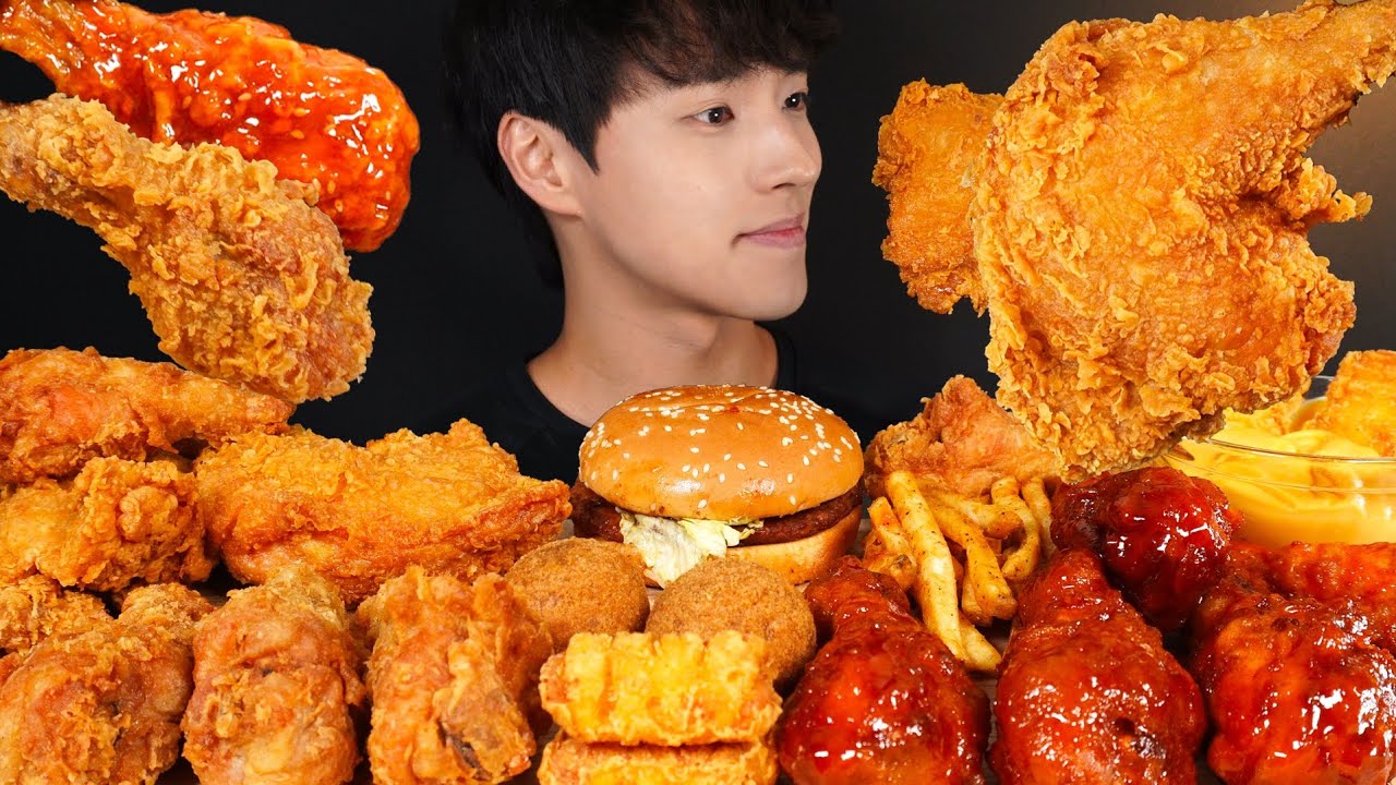BBQ 황금올리브 반반 치킨, 감자튀김, 불고기버거, 통다리 치킨 먹방 BURGER & FRIED CHICKEN MUKBANG ASMR EATING SOUNDS