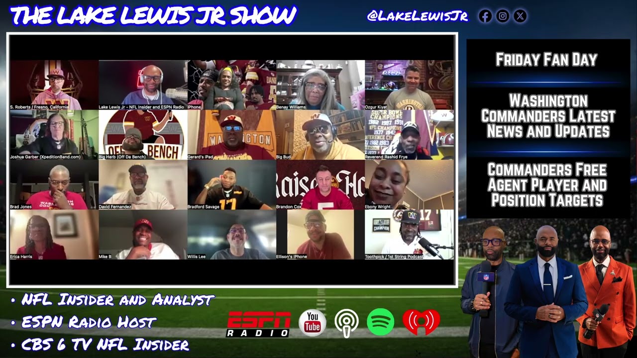 Lake Lewis Jr Show | Fan Day | Commanders Free Agent Player and Position Possibilities