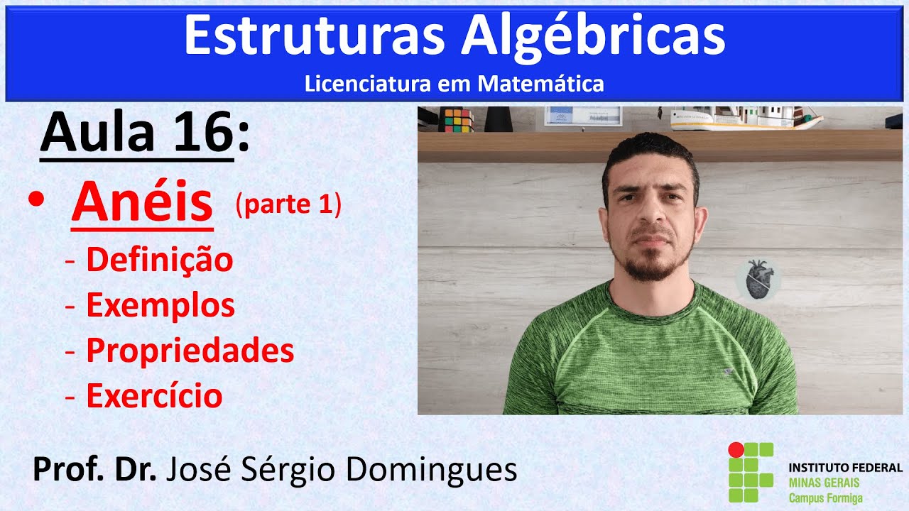 Estruturas Algébricas - Aula 16: Anéis (parte 1: definição, exemplos, propriedades e um exercício)