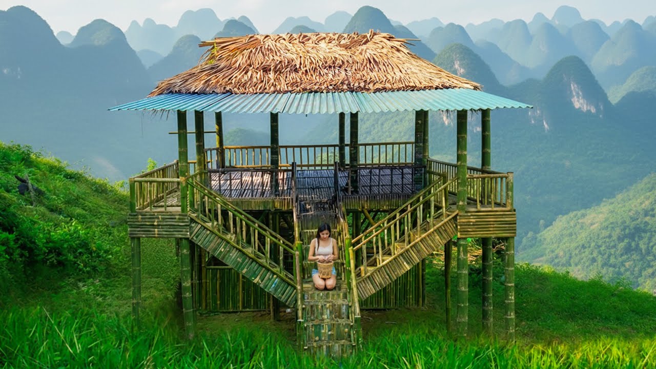 Use A Lot of Bamboo Sticks to Decorate the House - Single Mother Built Beautiful Bamboo House