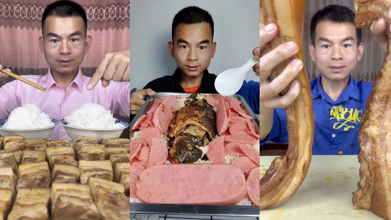 Mukbang Foodie Meat 🍖🥓 Pork Chicken 🍗 Noodles 🍜 with Chinese food #food #delicious #noodles #yummy 