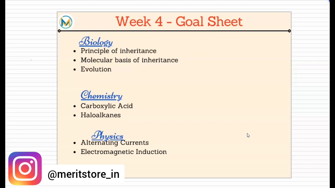 Week 4 - NEET 16 Week Programme | Meritstore.in