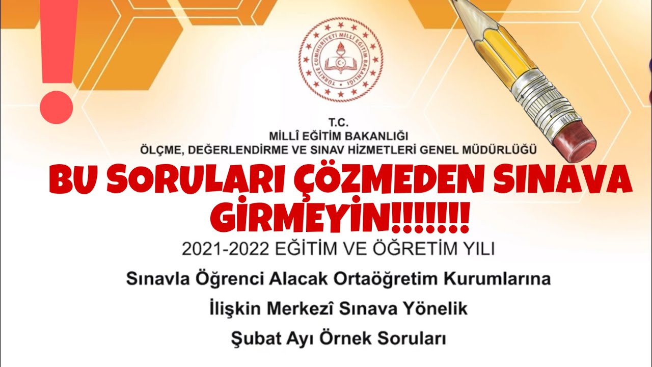 2022 LGS MEB Şubat Ayı Örnek Sorular \Bu soruları çözmeden LGS’ye GİRME!!!!