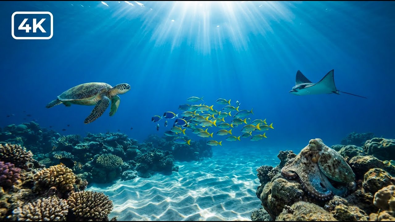 Underwater Paradise 4K | Ocean Life | Relaxing Sounds