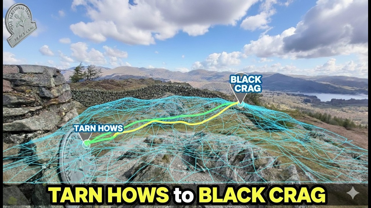Hiking Lake District: 3D Map Route from Tarn Hows to Black Crag