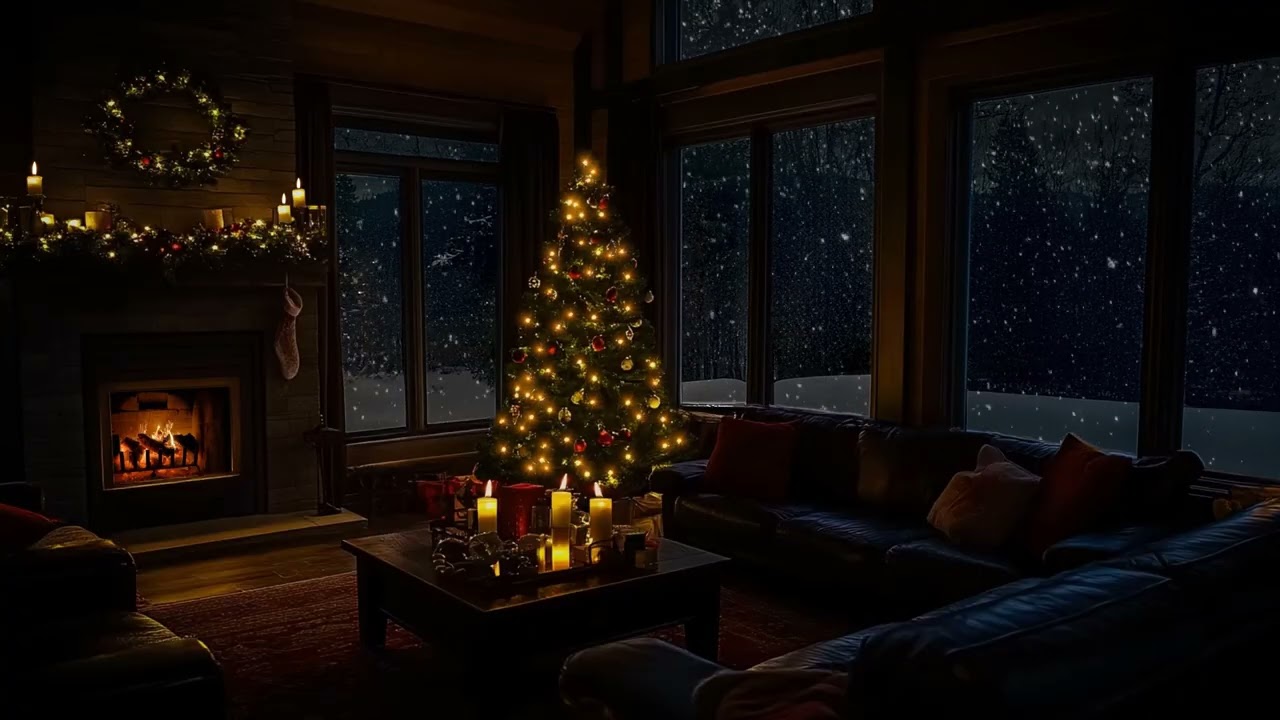 Gemütlicher Weihnachtsabend ❄️ Knistern im Kamin & sanfter Schneefall für tiefen, erholsamen Schlaf