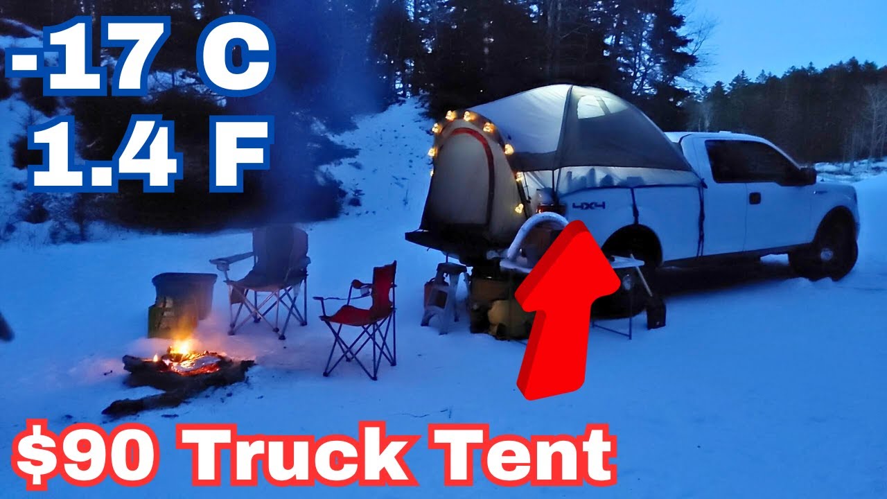 Winter Camping With A $90  Napier Truck Tent From Amazon  First Test  Sub Zero Temps On My Birthday