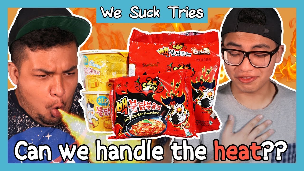 Samyang 2X SPICY Hot Chicken Flavor Ramen REACTION and REVIEW | We Suck Tries Ep. 1