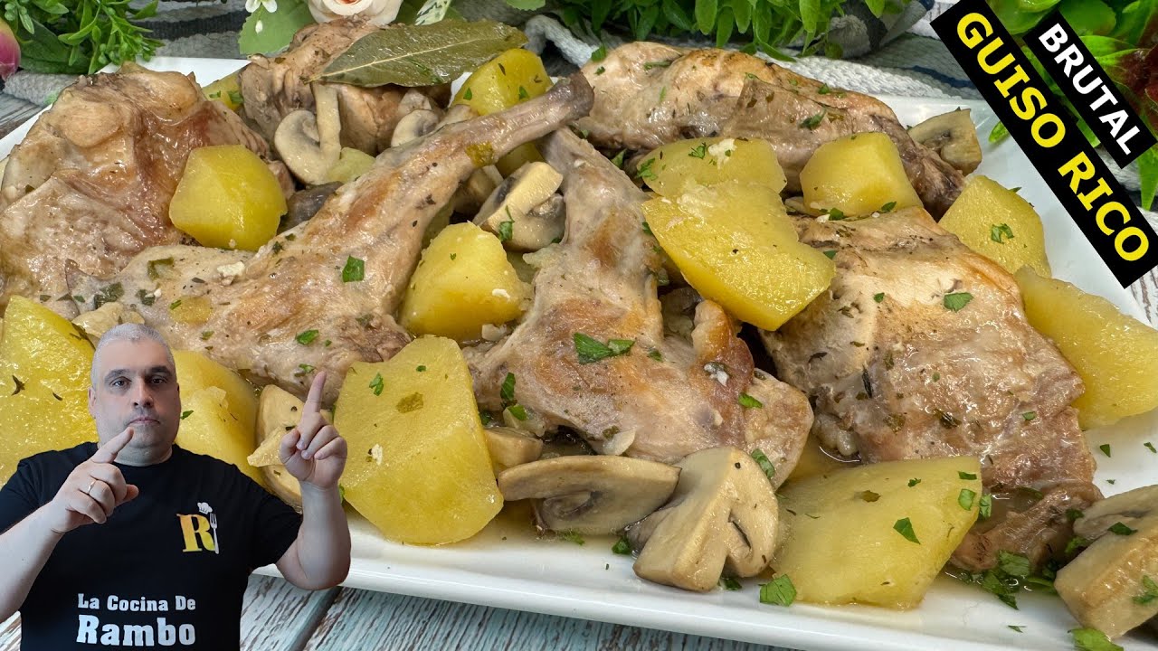 Conejo guisado con Champiñones y Patatas. 🤩 Fácil y Económico 💥BRUTAL