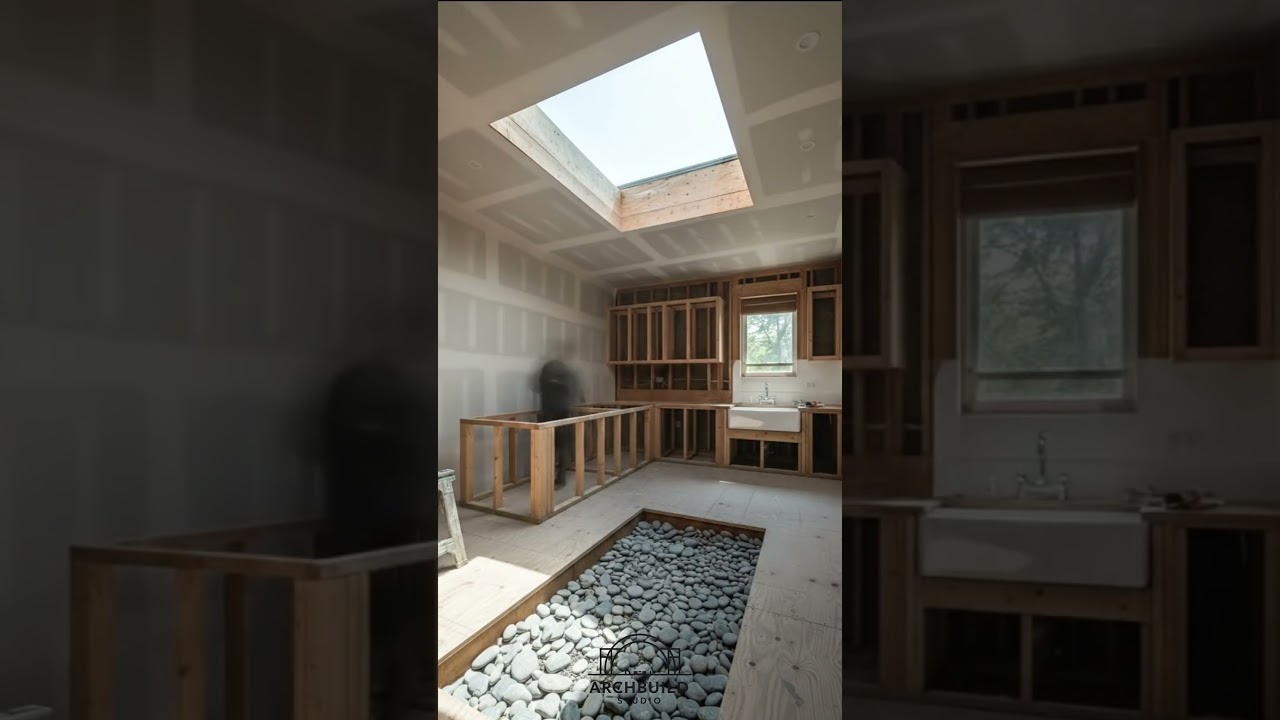 Dream Kitchen Renovation Turning Stone Floor into Water | ArchBuild Studio 