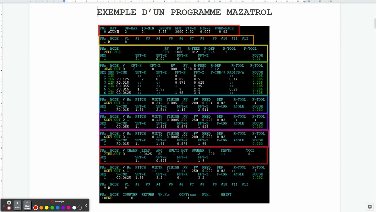 PRÉSENTATION D'UN PROGRAMME MAZATROL