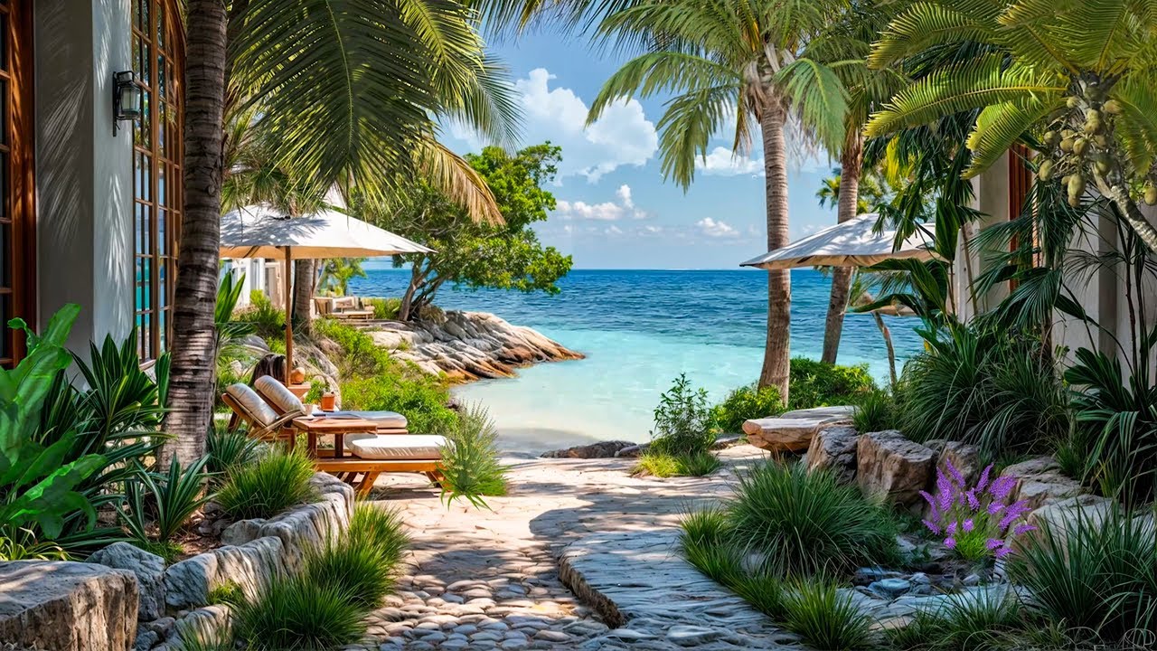 🏝️ Peaceful Beach Getaway | Soft Ocean Waves & Deeply Relaxing Resort Ambience to Renew Energy