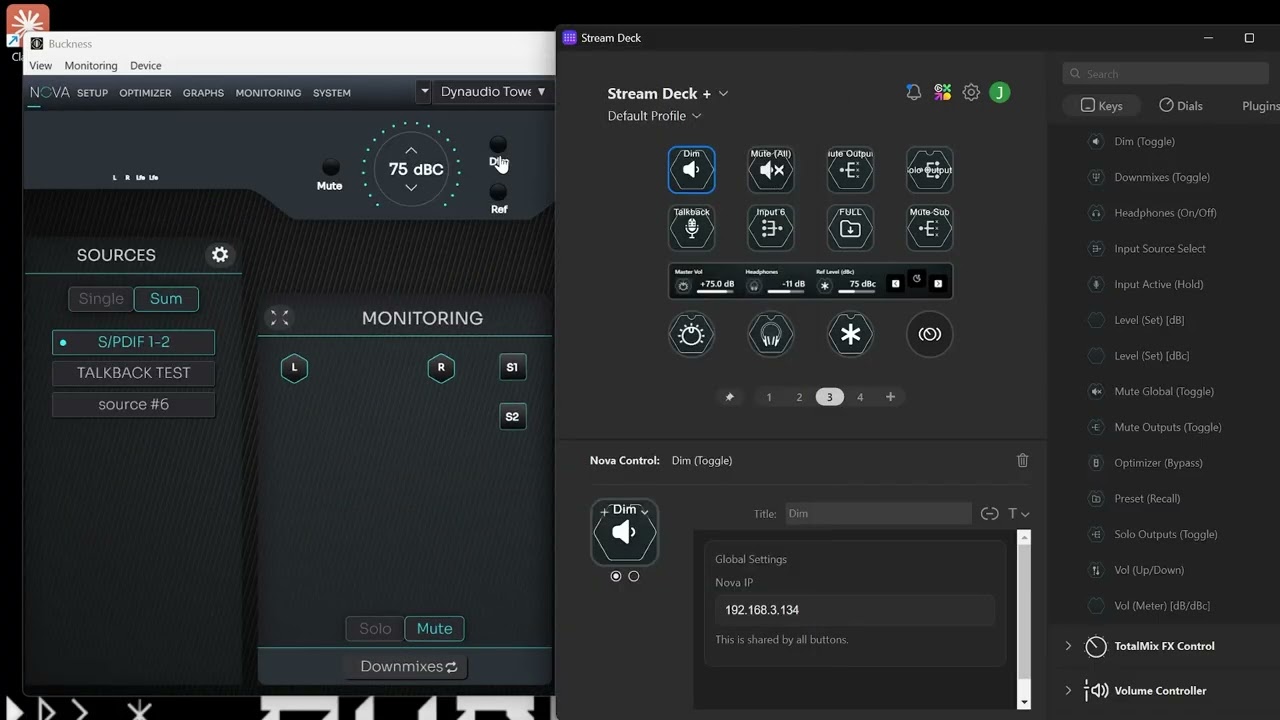 Sonic Control - Nova Control (Streamdeck Plugin for Trinnov Nova)