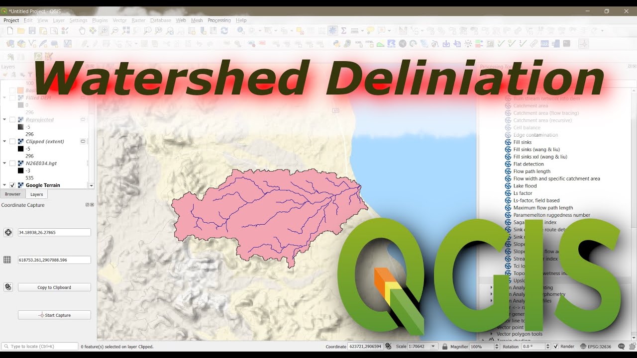 22 QGIS تحديد أحواض المياه بإستخدام برنامج Watershed Delineation in QGIS using ZERO data (Arabic)