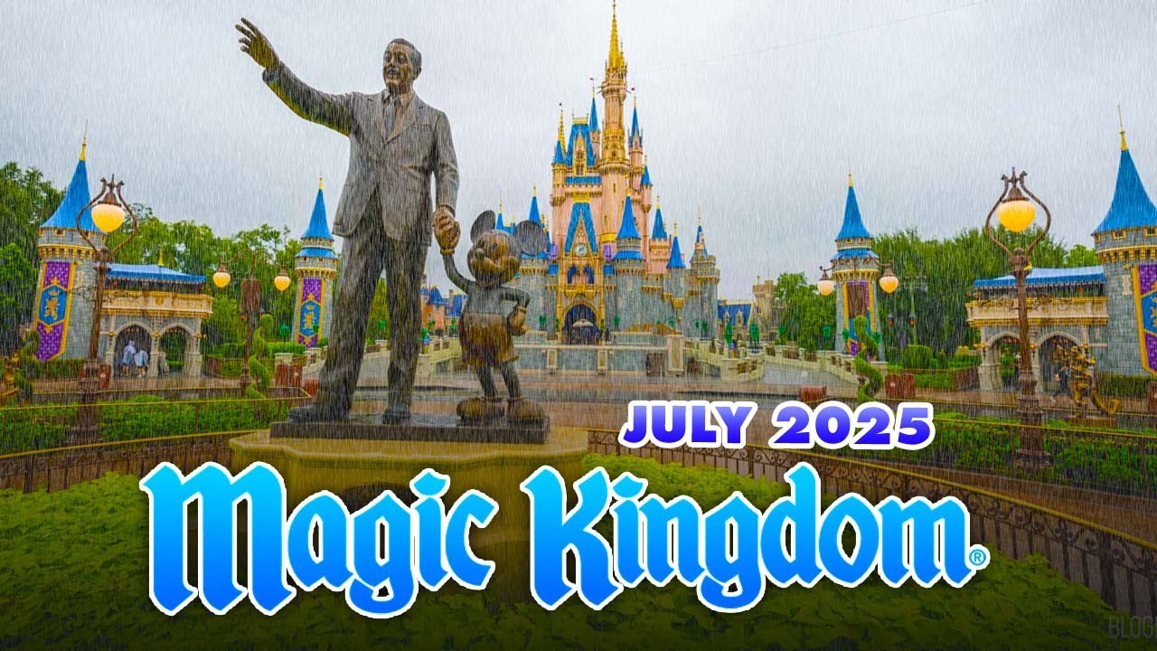Magic Kingdom in the rain |  Walt Disney World | Walking Tour | July 2025