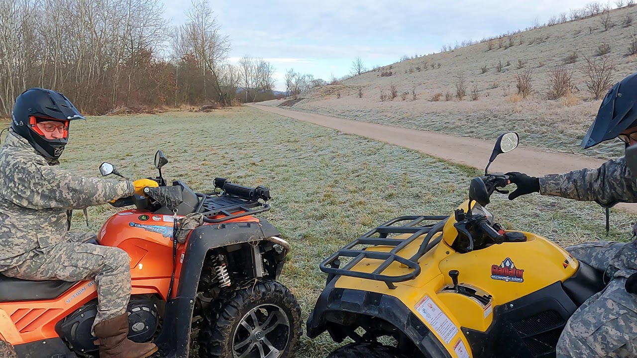 CF MOTO 520, 510 , 800  a zelená kadibudka CF MOTO 550  novoroční vyjížďka - Přéma přehnal no, crash