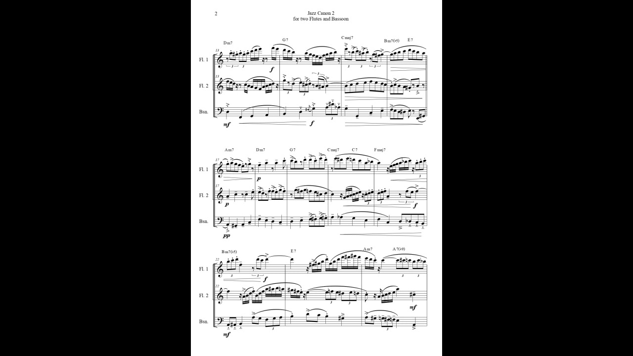 Cristiano Vecchi - Jazz Canon 2 for two Flutes and Bassoon - Sheet Music