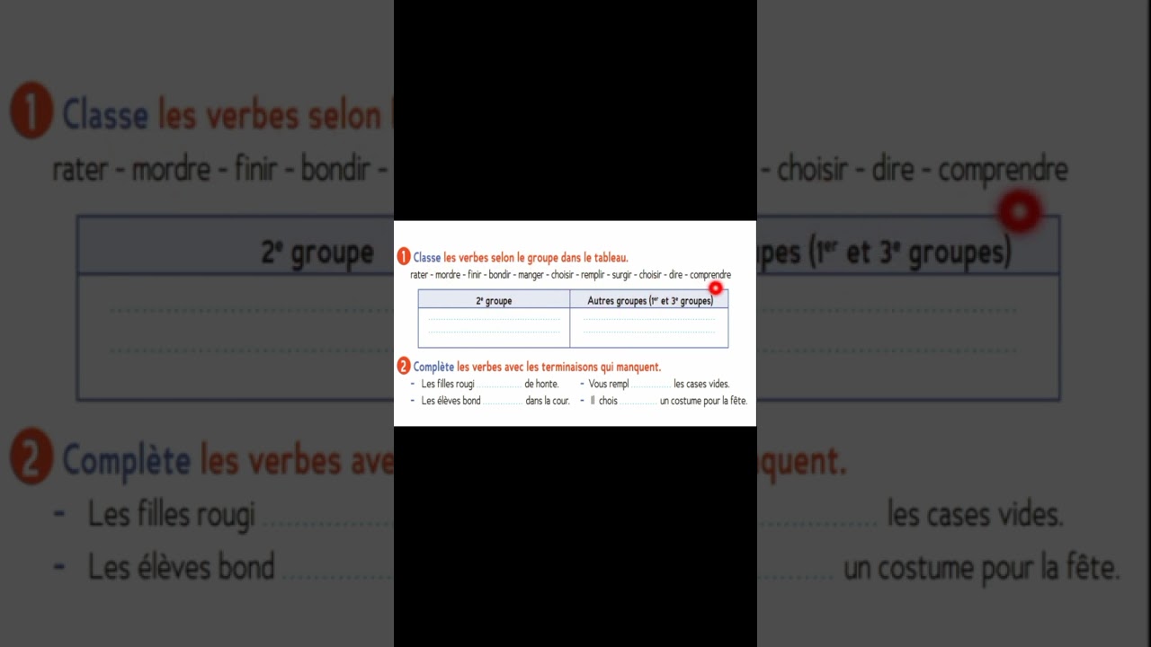 le présent des verbes du 2ème groupe.