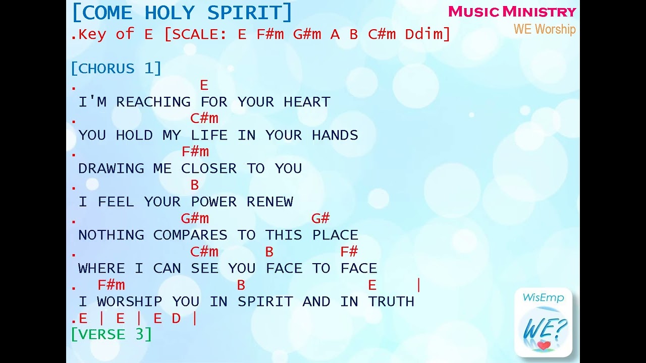 COME HOLY SPIRIT CHC WE Chords and Lyrics AUDIO COVER Small Big Screen View City Harvest Church