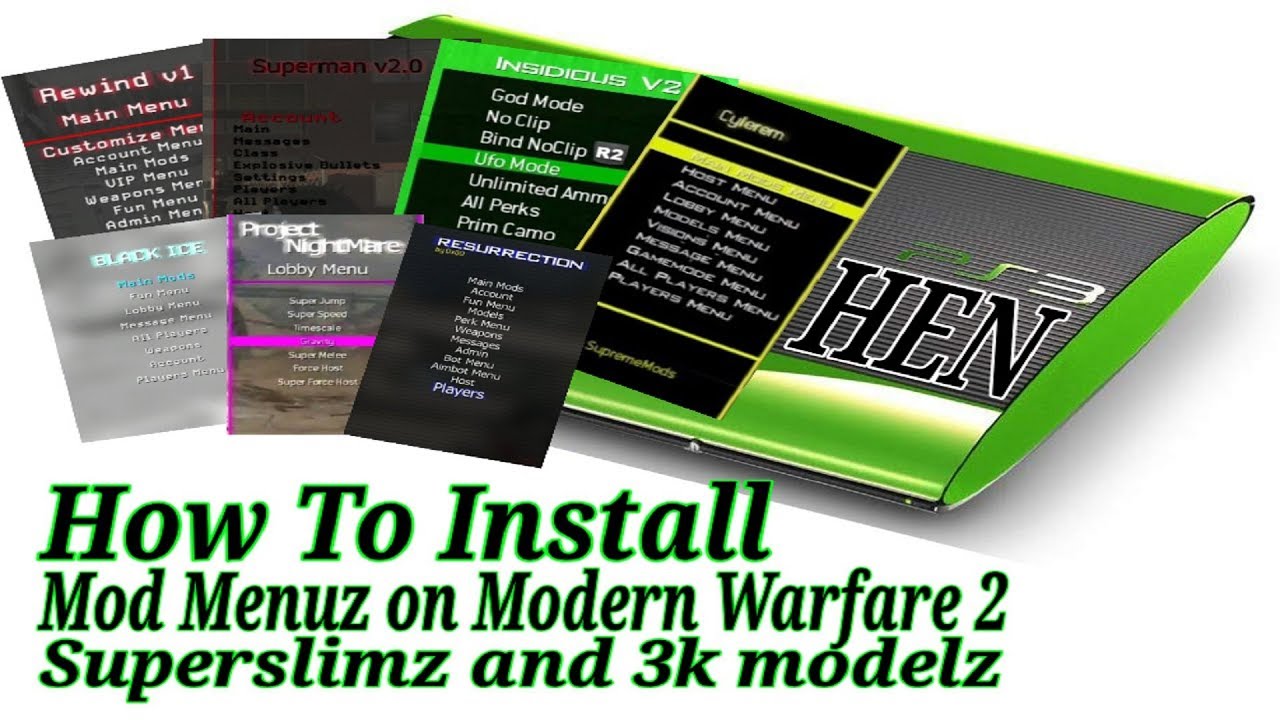How To Install 7 Mods Menuz on Modern Warfare 2 / MW2 HEN HFW PS3 SuperSlim and 3k models (2020)