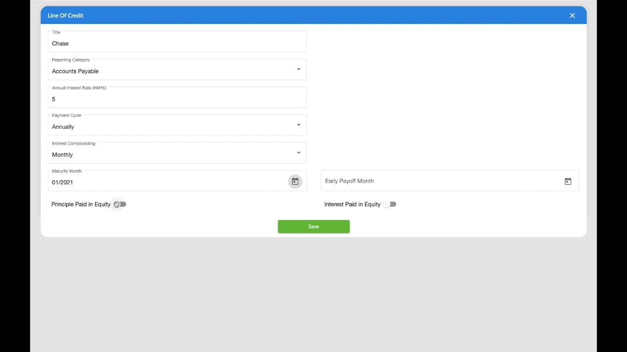 Adding A Line of Credit in SaaS Proforma