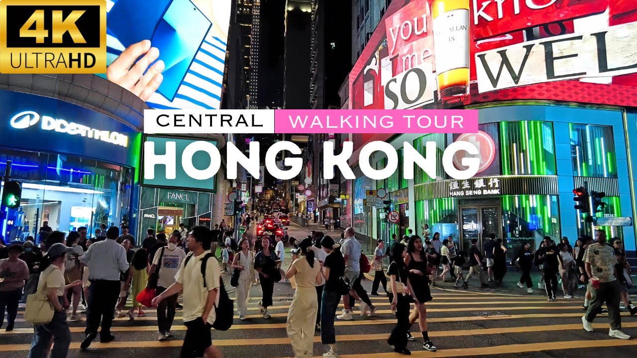 Hong Kong Central Walk to Lan Kwai Fong | Nightlife & City Streets [4K]