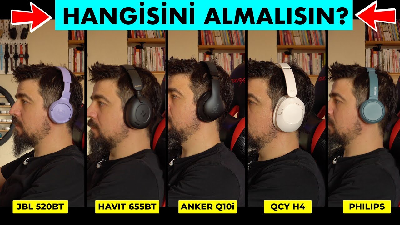 JBL520BT VS QCY H4 VS ANKER Q10İ VS Havit VS Philips EN İYİ 5 KULAKÜSTÜ KULAKLIK TESTTE!