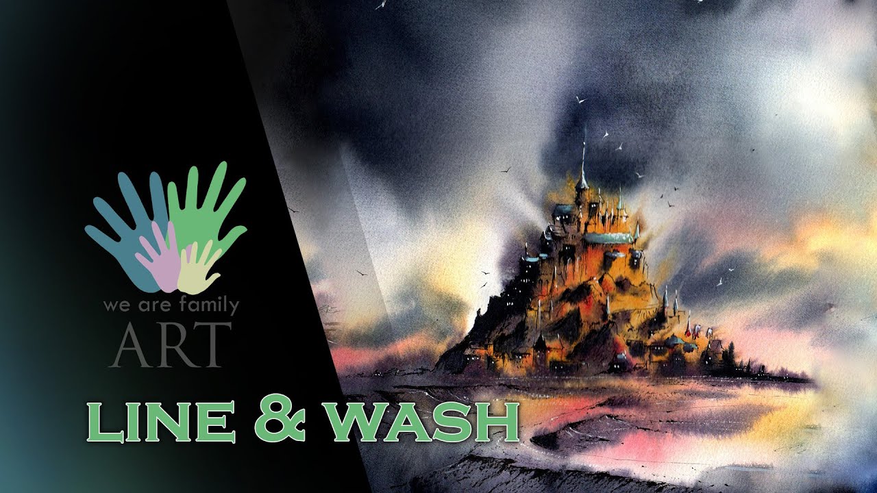 Line and Wash Watercolor Speedpaint Tutorial, Mont Saint Michel