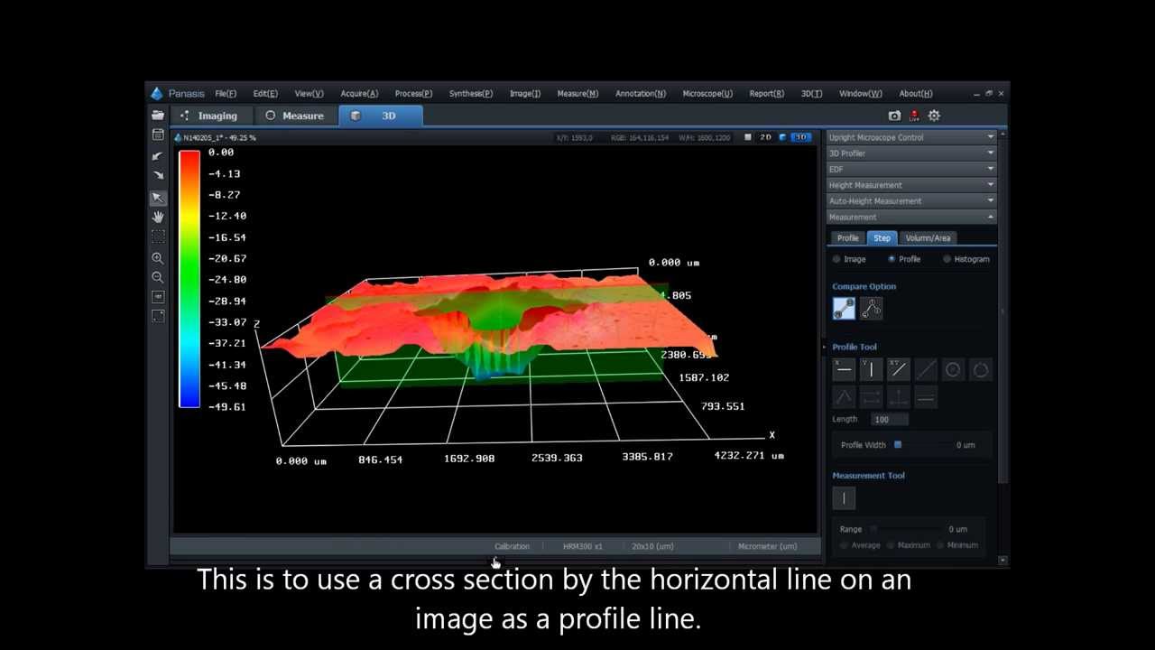 Using the measurement functions on a 3D image