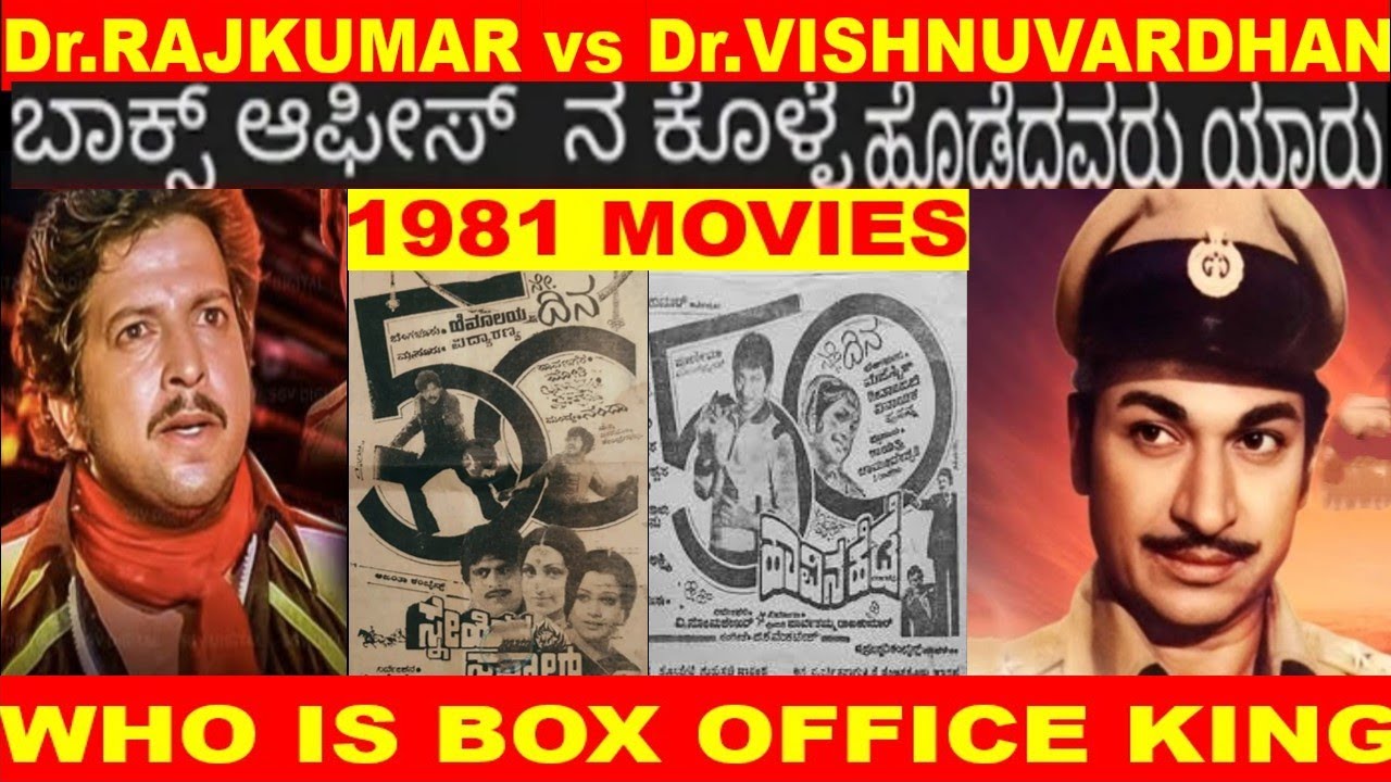 WHO IS BOX OFFICE KING Dr RAJKUMAR Dr VISHNUVARDHAN 1981 KANNADA HIT & FLOP MOVIES FULL DETAILS
